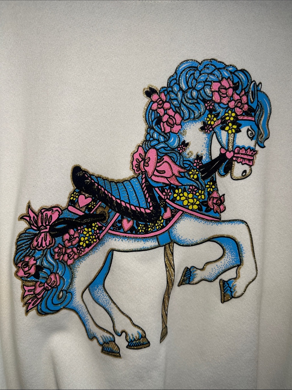 Jerzees new carousel unicorn White vintage crewneck - Picture 2 of 6
